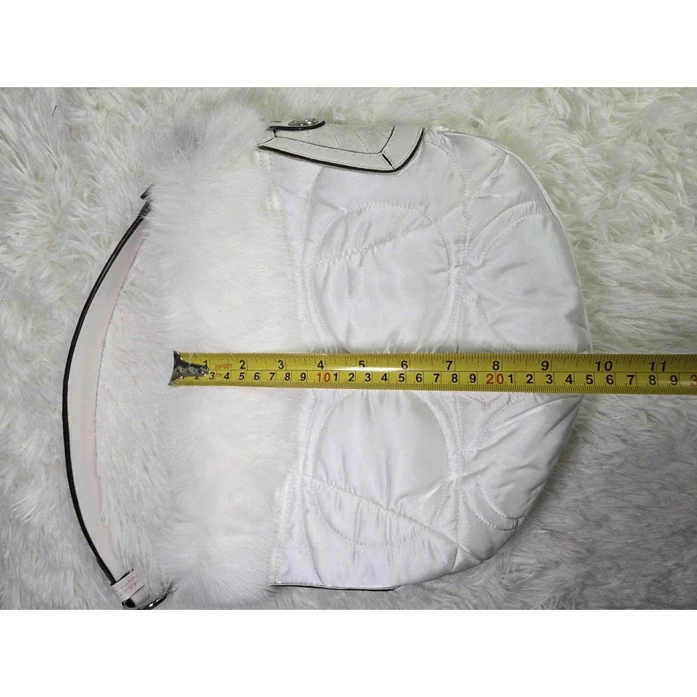 Y2k Vintage‎ Coach White Quilted Rabbit Fur Trim 2005